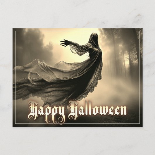 地獄絵図の黒い女性の幽霊 - ハロウィン シーズンポストカード (正面)