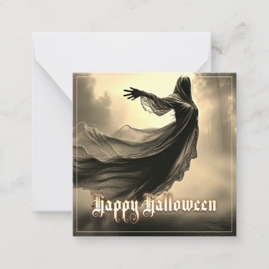 地獄絵図の黒い女性の幽霊 - ハロウィン ノートカード (正面)