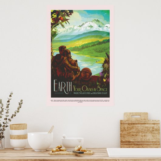 地球あなたのオアシス宇宙ヴィンテージNASA旅行 ポスター (キッチン)