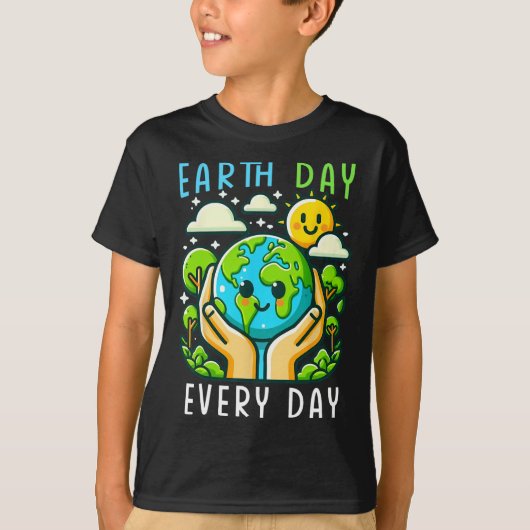 地球おもしろいの日かわいい地球の日を救う Tシャツ (正面)