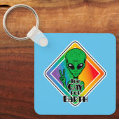 地球おもしろいエイリアンUFOのゲイ キーホルダー (正面)