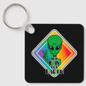 地球おもしろいエイリアンUFOのゲイ キーホルダー (正面)