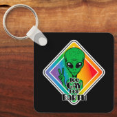 地球おもしろいエイリアンUFOのゲイ キーホルダー (正面)