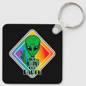 地球おもしろいエイリアンUFOのゲイ キーホルダー (裏面)