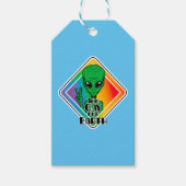 地球おもしろいエイリアンUFOのゲイ ギフトタグ (正面)