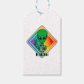 地球おもしろいエイリアンUFOのゲイ ギフトタグ (正面)