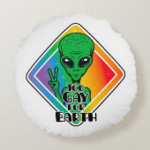 地球おもしろいエイリアンUFOのゲイ ラウンドクッション (裏面)