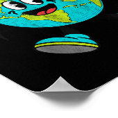 地球おもしろい地球世界平和サイン地球の日の子供 ポスター (角)