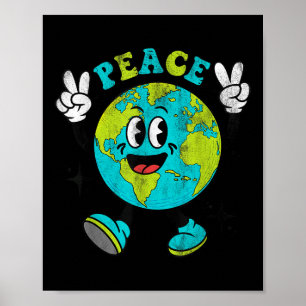 地球おもしろい地球世界平和サイン地球の日の子供 ポスター