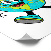 地球おもしろい地球世界平和サイン地球の日の子供 ポスター (角)