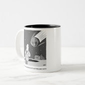 地球おもしろい災害を襲う流星 ツートーンマグカップ (正面左)