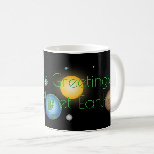 「地球からの季節の挨拶」おもしろい休日 コーヒーマグカップ (正面右)