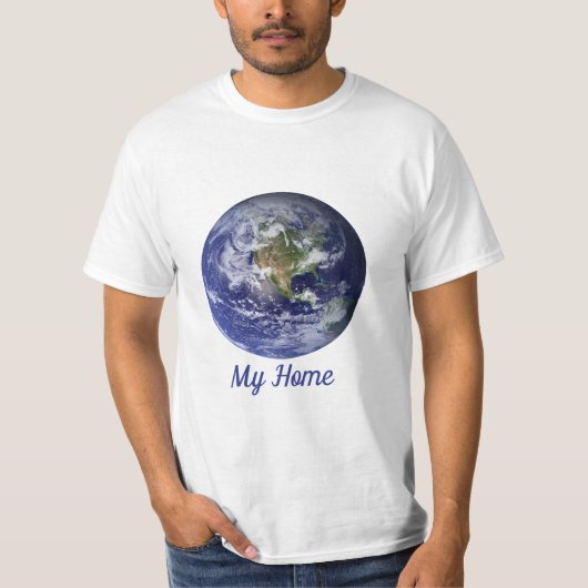 地球から宇宙、ブルーマーブルby NASA Tシャツ (正面)