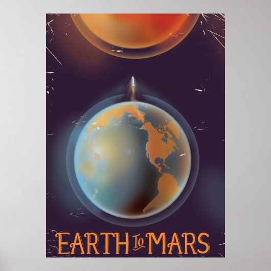 地球から火星へ ビンテージSFポスター ポスター (正面)