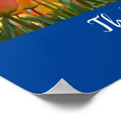 地球がチューリップで花引用文に笑う ポスター (角)