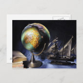 地球が付いているヴィンテージの静物画 ポストカード (正面/裏面)