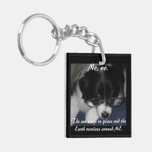 「地球が私をのまわりに回転」アクリル製キーチェーン キーホルダー (正面左)