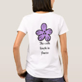 地球が花で笑う» Cuteフローラ引用文 Tシャツ (裏面)