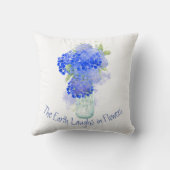 地球が花の庭師の引用文で笑う クッション (裏面)