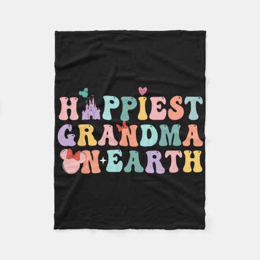 地球で最も幸せなお祖母Groovy母の日 フリースブランケット (正面)