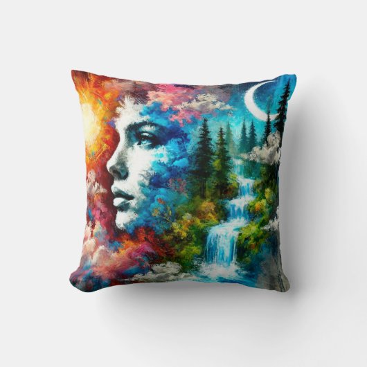 地球としての女性：自然と生命の体現 クッション (正面)