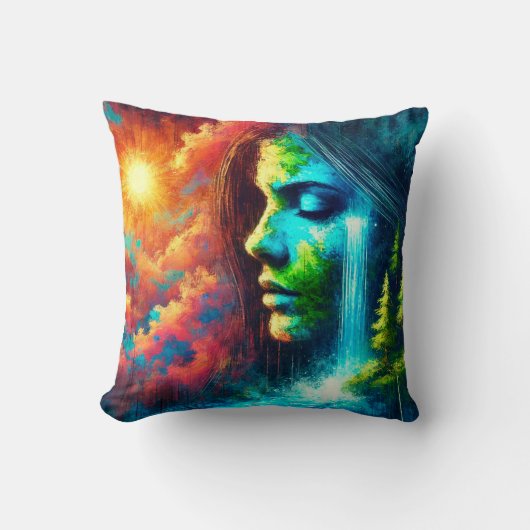 地球としての女性：自然と生命の体現 クッション (正面)