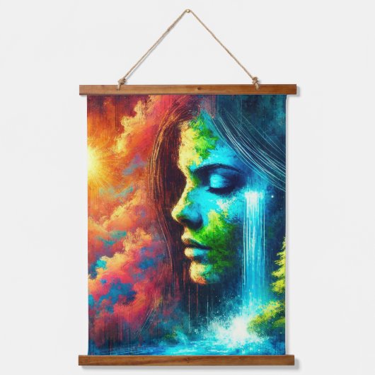 地球としての女性：自然と生命の体現 吊り下げ型タペストリー (正面)