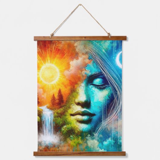 地球としての女性：自然と生命の体現 吊り下げ型タペストリー (正面)