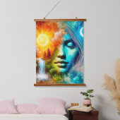 地球としての女性：自然と生命の体現 吊り下げ型タペストリー (寝室)