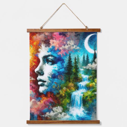 地球としての女性：自然と生命の体現 吊り下げ型タペストリー (正面)