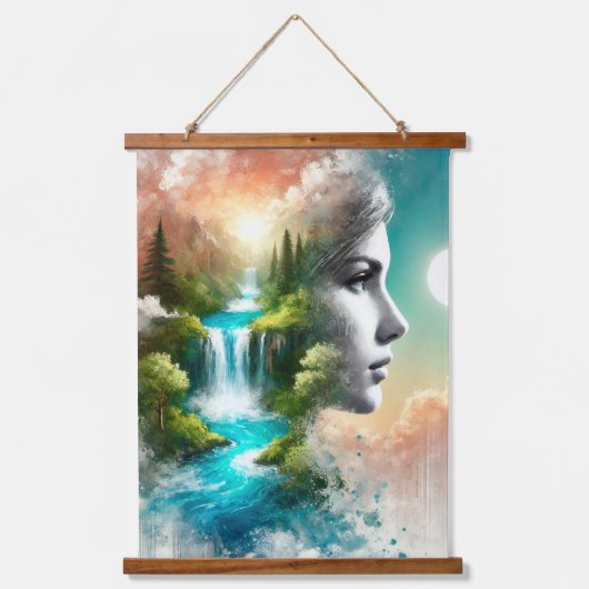 地球としての女性：自然と生命の体現 吊り下げ型タペストリー (正面)