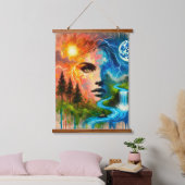 地球としての女性：自然と生命の体現 吊り下げ型タペストリー (寝室)