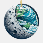 地球とその月：天疑問に思星 セラミックオーナメント (裏面)