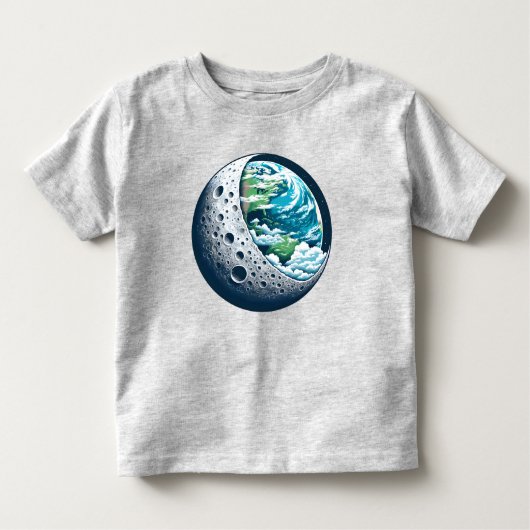 地球とその月：天疑問に思星 トドラーTシャツ (正面)