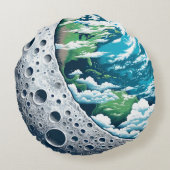 地球とその月:天疑問に思星 ラウンドクッション (裏面)