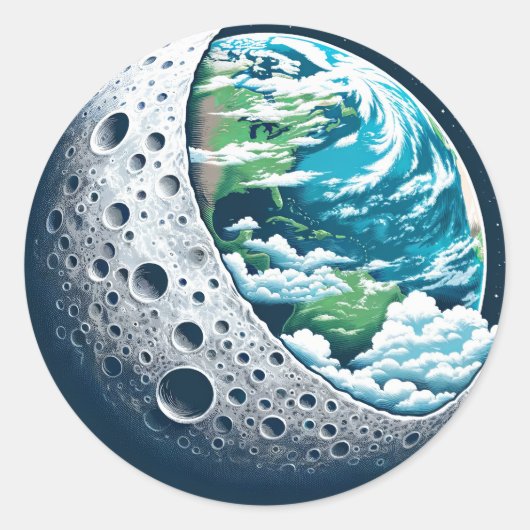 地球とその月:天疑問に思星 ラウンドシール (正面)