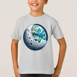 地球とその月:天疑問に思星 Tシャツ