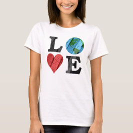 地球とハートの愛 Tシャツ