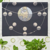 地球と太陽の月の位相、ヴィンテージ天文学 キッチンタオル (折り畳み)