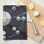 地球と太陽の月の位相、ヴィンテージ天文学 キッチンタオル (四つ折り)