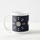 地球と太陽の月の位相、ヴィンテージ天文学 コーヒーマグカップ (左)