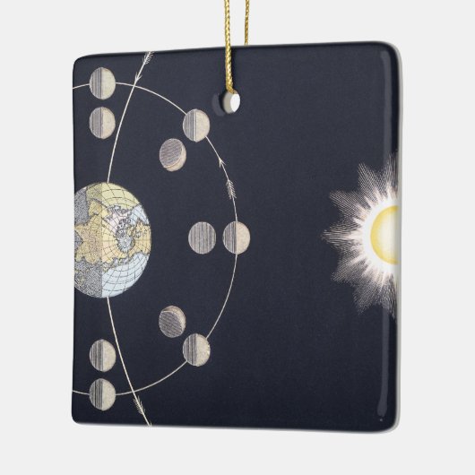 地球と太陽の月の位相、ヴィンテージ天文学 セラミックオーナメント (左)