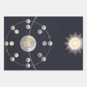 地球と太陽の月の位相、ヴィンテージ天文学 ラッピングペーパーシート (正面3)