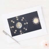地球と太陽の月の位相、ヴィンテージ天文学 長方形シール (封筒)