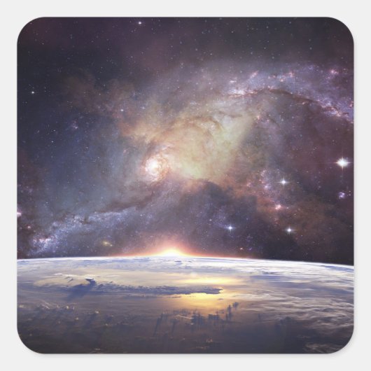 地球と宇宙シール スクエアシール (正面)