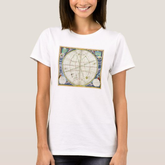 地球と惑星の動きを描く地図 Tシャツ (正面)