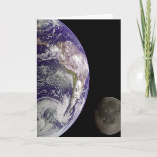 地球と月のグリーティングカード カード (正面)