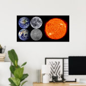 地球と月 – 宇宙と太陽 ポスター (ホームオフィス)