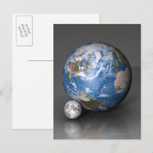 地球と月 2 ポストカード (正面/裏面)