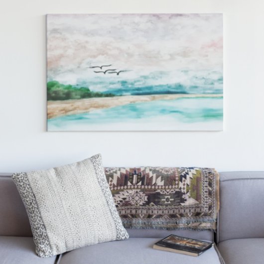 地球と水の霧の風景の統一 キャンバスプリント